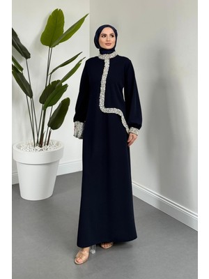 Merven Akyüz Mahin Taşlı Krep Abiye Lacivert