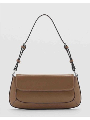 Mango Deri Dokulu Omuz Çantası