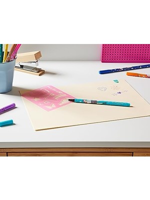 11500 –  Seti, 10 Kalem ve 2 Şablonlu, 10 Farklı Renkte Ince Boya Kalemi, Yazma, Çizim ve El Yazısı Için Ideal