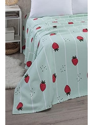 CINARSTORE Çilek Desenli Tek Kişilik Pike Yatak Örtüsü 170 x 230