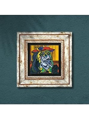 CINARSTORE Picasso Ağlayan Kadın Taş Duvar Tablosu - Çerçeveli Taş Tablo - Dekoratif Duvar Sanatı - Modern Ev ve Ofis Duvar Dekoru K1-304