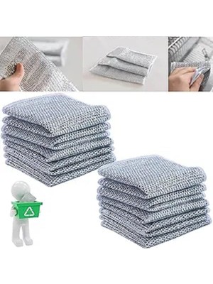 CINARSTORE 10 Adet Çizilmez Tel Bulaşık Bezi, Islak ve Kuru Için Çok Amaçlı Tel Bulaşık Yıkama Bezi, Bulaşık Için Çok Fonksiyonlu Bulaşık Bezleri, Mutfak Temizliği Için Yeniden Kullanılabilir