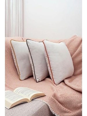 Renk Seçenekli Yeşil Biyeli Açık Gri Kırlent Kılıfı Dekoratif Düz Sade Panoroma Panbiy Gri Yeşil 45X45