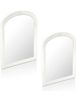 2 Adet Lavabo Banyo Duvar Aynası, Beyaz,