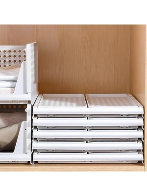 3 Adet Kayar Raf Elbise Dolap Içi Organizeri, Mutfak, Banyo, Çocuk Odası, Garaj ve Ardiye Için Üst Üste Dizilebilir Ünite, Kayar Raf Dolap Içi Kıyafet, Ev Aksesuarı Düzenleyici (Beyaz)