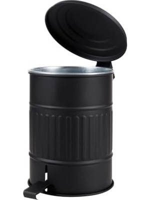 CINARSTORE Pedallı Çöp Kovası Mat Siyah 8 Lt