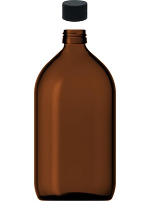 1000 ml Ecza Siyah Kapaklı Boş Cam Şişe Ecza Şişesi (1)