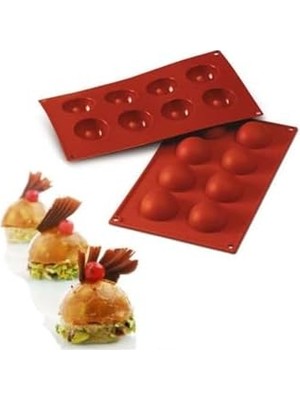 8'li Yarım Küre Silikon Kalıp Çok Renkli ECMELNM361