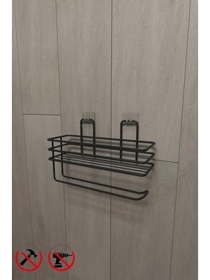 Banyo Yapışkanlı Raflı Kağıt Rulo Havluluk Peçetelik Havlu Kağıltlık Siyah Banyo Mutfak Düzenleyici Raf Banyo Düzenleyici Mutfak Rafı