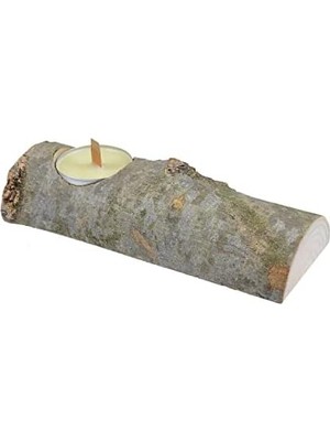 CINARSTORE Ahşap Kütük Mumluk Boyu 15 cm