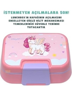 Bento 1030ML Lunchbox Tek Katlı 3 Bölmeli Pp Plastik Sefer Tası Yemek Kutusu (Pembe)