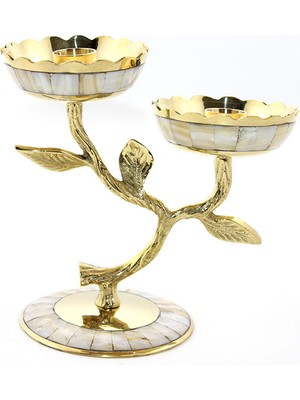 Turtcest Pirinç Sedefli 2'li Şamdan