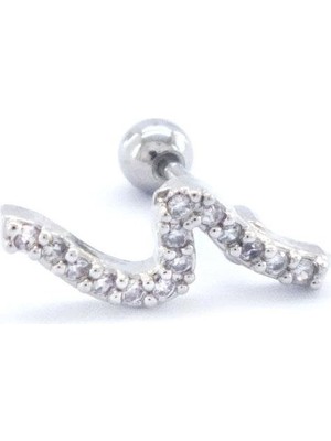 Bz Burgu Zincir 316L Çelik Zirkon Taşlı Piercing PRC-181