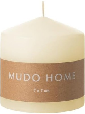 CINARSTORE Sütun Mum Krem 7x7 cm