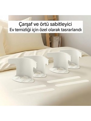 4 Adet Çarşaf Sabitleyici – Çarşaf Klipsi, Yatak Çarşafı Tutucu ve Kilitleyici Klips Seti, Kayma Önleyici Dayanıklı Plastik Çarşaf Sabitleme Aparatı, Tüm Yatak Boyutlarıyla Uyumlu