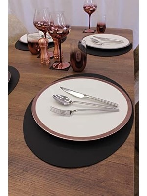 Siyah Oval Lazer Kesim Deri Amerikan Servis 2 Adet 35X45 cm