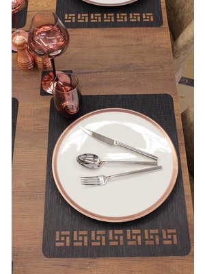 CINARSTORE Siyah Tangram Bambu Desen Lazer Kesim Amerikan Servis 2 Adet 35X45 cm