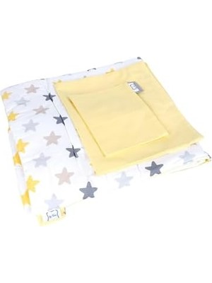 CINARSTORE Bebek El Yapımı Yıldız Desenli Yorgan Çarşaf ve Yastıklı Üçlü Set
