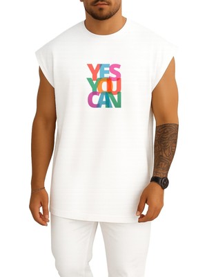 Bahriyeli Collection Oversize Yes You Can Göğüs Baskılı Atlet