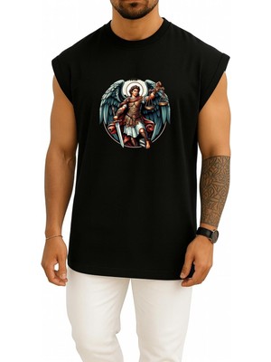 Bahriyeli Collection Oversize Saint Michael Melek Göğüs Baskılı Atlet