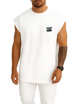 Bahriyeli Collection Oversize Nissan R35 Godzilla Legend Cep ve Sırt Baskılı Atlet