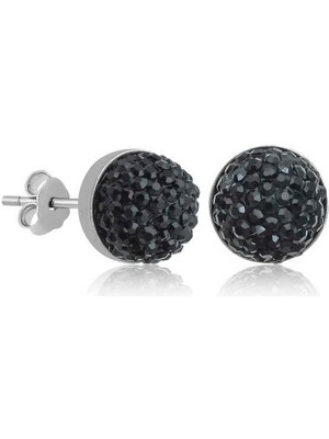 Gumush Hk Gümüş Kadın Küpe Siyah Kristal Çivili |gümüş Takı Hediyelik Ürünler