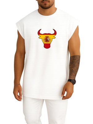 Bahriyeli Collection Oversize Ispanya Boğa Kafası Göğüs Baskılı Atlet