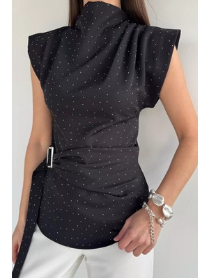 Gülseli Kadın Taşlı Kemer Detaylı Bluz P-00020100