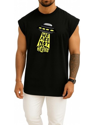 Bahriyeli Collection Oversize Uzaylılar Var Bu Dünyada Yalnız Değiliz Göğüs Baskılı Atlet