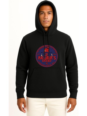 Bahriyeli Collection Kapüşonlu Est 1994 Akuma S Dojo Göğüs Baskılı Unisex Sweatshirt