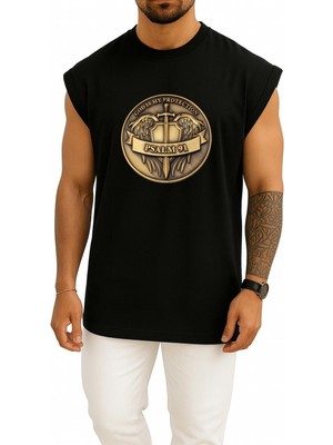 Bahriyeli Collection Oversize PSALM91 Tanrı Beni Koruyor Göğüs Baskılı Atlet