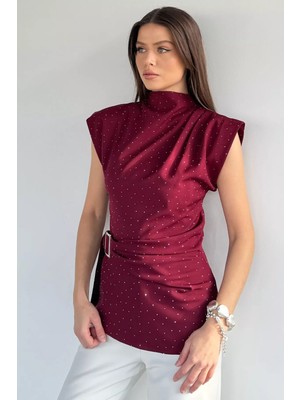 Gülseli Kadın Taşlı Kemer Detaylı Bluz P-00020100