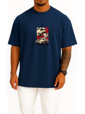 Bahriyeli Collection Oversize Porsche 911 Efsane Göğüs Baskılı Unisex T-Shirt