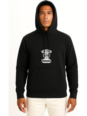 Bahriyeli Collection Kapüşonlu Efsaneler Romanyada Doğar Göğüs Baskılı Unisex Sweatshirt