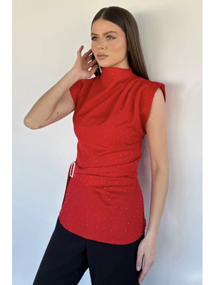 Gülseli Kadın Taşlı Kemer Detaylı Bluz P-00020100