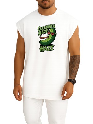 Bahriyeli Collection Oversize Salatalık Kadar Serin ve Rahat Kafa Göğüs Baskılı Atlet