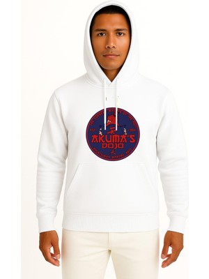 Bahriyeli Collection Kapüşonlu Est 1994 Akuma S Dojo Göğüs Baskılı Unisex Sweatshirt