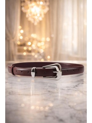 Williampolo Full Grain Deri Gümüş Toka Kahverengi  Kadın Kemer