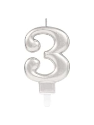 3 Rakam Mum Gümüş Renk