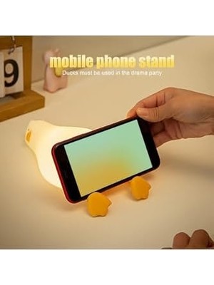 CINARSTORE Çocuk Bebek Odası Yatan Ördek Figür Gece Lambası LED Işık Sevimli Figürlü Dokunmatik Şarjlı