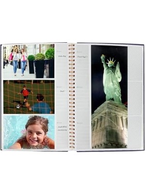 CINARSTORE (Bay Blue) - Bi-Directional 300 10CM x 15CM Metal Coil Bound Album With Accented Bay Blue Leatherette Cover