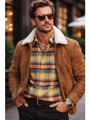 Varetta Erkek Yeşil Oduncu Gömlek Cepli Uzun Kol Kışlık Klasik Kesim Ekose