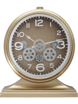 Premium Serisi Modern Kadranlı Döner Çarklı 32X28 cm Ev ve Ofis Masa ve Duvar Saati Rakamlı