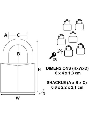 CINARSTORE – 140EURSIX – 6 Aynı Anda Pirinç Asma Kilit 40 mm