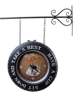 Avensyy Dekoratif Coffee Temalı Gar Saati Pano Drink Temalı Vintage