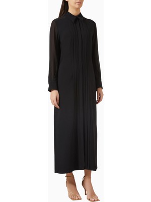 Marella Iorgo Gömlek Midi Elbise, Piliseli Kumaş ve Zarif Siluet