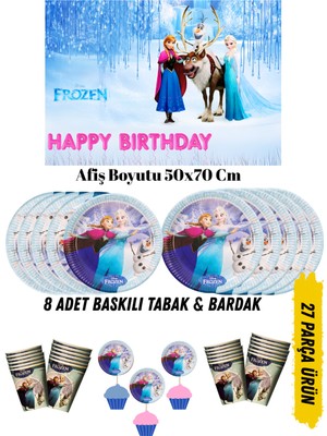 Frozen Temalı Doğum Günü Tabak , Bardak , Afiş Seti