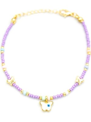 ModaSize Kelebek Boncuk Bileklik - Mor