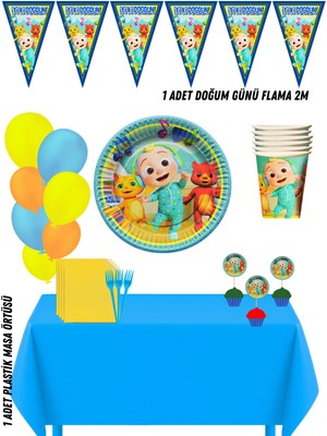 Cocomelon Coco 8 Kişilik Doğum Günü Parti Süsleri Seti