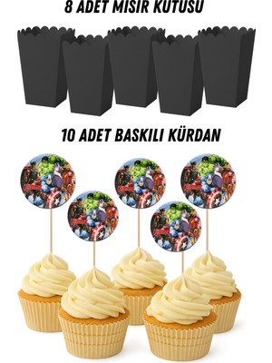 Yenilmezler Avengers Temalı Doğum Günü Mısır Kutusu Baskılı Kürdan Seti